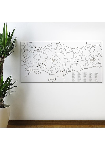 Yazılabilir Türkiye Haritası Manyetik Duvar Stickerı 110 X 56CM