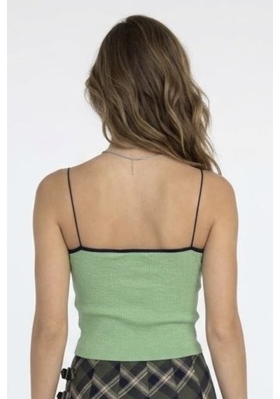 Neden Tekstil Kontrast Şeritli Triko Atlet Body - Mint-laci