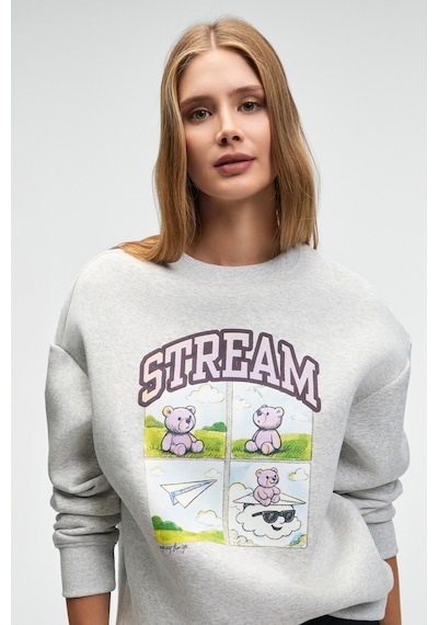 Grımelange PROGRISTO Kadın Puff Baskı Detaylı Regular Fit Grimelanj Sweatshirt