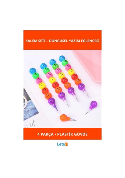 Emojili Renkli Yumurtlayan Kalem 4'lü Set Çok Renkli