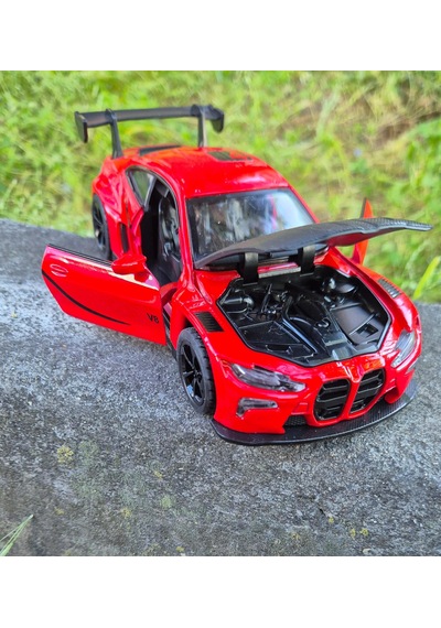 Oyuncak Spor Araba 14 Cm Metal Diecast Model Çek Bırak Açılır Kapı Bmw M4 Gt3 Competition Kırmızı