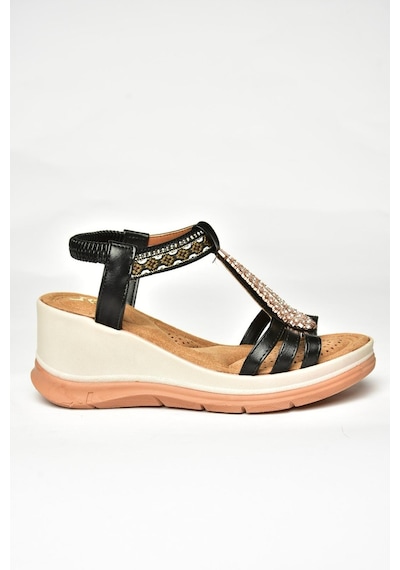 Fox Shoes U258916109 Siyah Dolgu Tabanlı Kadın Sandalet Siyah