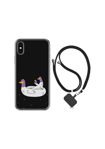 Apple Uyumlu iPhone X XS Kılıf Boyun Askılı Keyifli Ördekler 1725