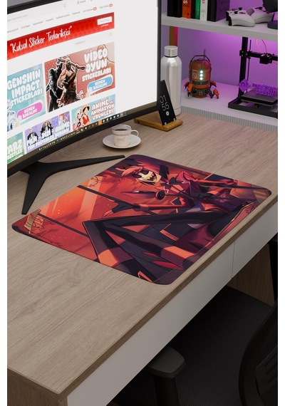 Hazbin Hotel Kaymaz Dikişli Kauçuk Oyuncu Mousepad V4 - 48x40 Xl Gaming Mouse Pad Fare Altlığı