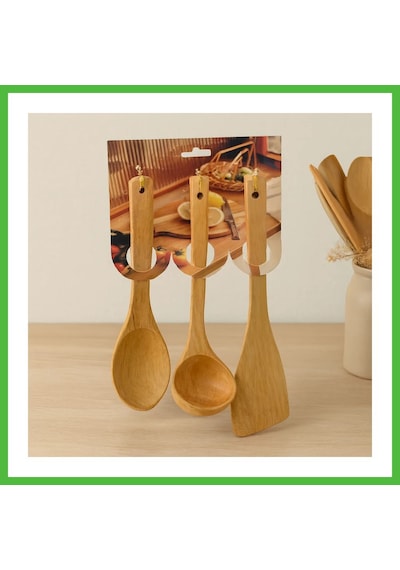 Vaveni Bambu Ahşap Mutfak Servis Seti 3 Parça 27/27/32 Cm Arz