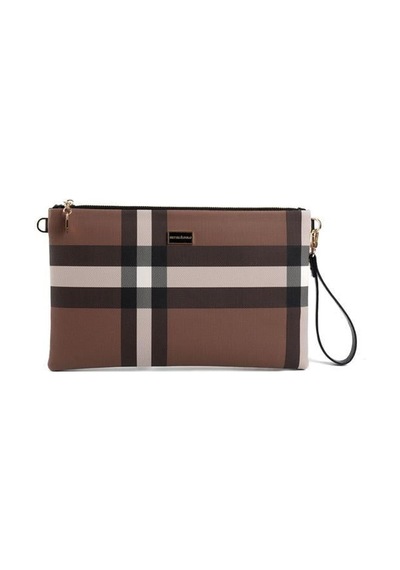 Silver Polo Sp1034 Kadın Portföy & Clutch Ekose Koyu Kahve-kahve