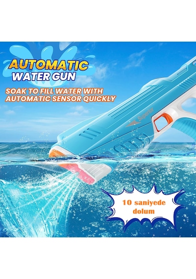 43cm Şarjlı Otomatik Dolum Hazneli Su Tabancası 8-10m Menzil Seri Atış Water Gun 1