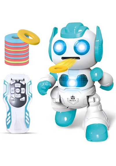 Uzaktan Kumandalı Disk Atan Sesli Işıklı Renkli Sevimli Robot Disk Fırlatan Robot Oyuncak Robot