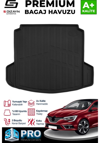 S-dizayn Renault Megane 4 3d Pro Bagaj Havuzu Çift Kulaklı 2016 Üzeri A+ Kalite
