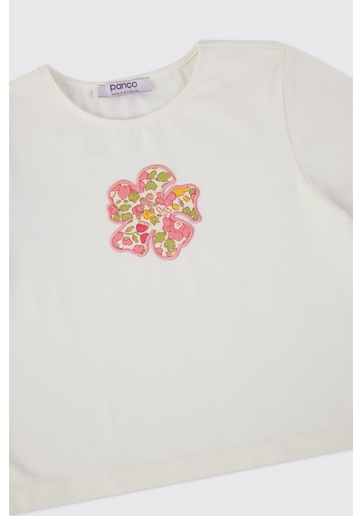 Panço Liberty Kumaş Kız Çocuk Tişört 5621gk05007 Krem