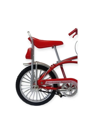 Model Araçlar -1:8 Metal Retro Pinokyo Bisiklet - Die -cast 17 Cm - Kırmızı Lisinya Çok Renkli