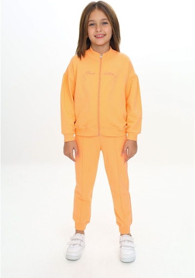 Toontoy Kids Toontoy Kız Çocuk Trend Nakışlı Eşofman Takım Turuncu