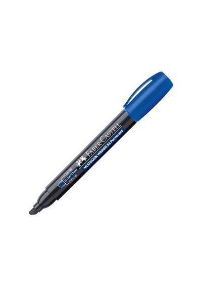 Faber-Castell 54 Permanent Markör Koli Kalemi Kesik Uç Mavi 1527