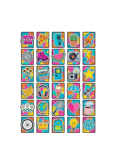 Retro Vintage Pop Sticker Seti 150 Adet - 5'li Mega Paket No07 - Laptop Defter Ajanda Çok Renkli