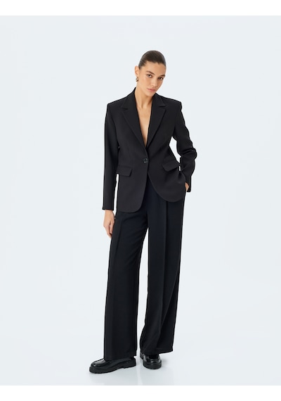 Koton Slim Fit Uzun Kollu Kapaklı Cep Detaylı Klasik Blazer Ceket Siyah 5sak50001uw Siyah