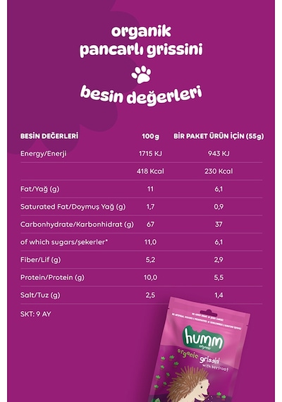Humm Organic Organik Vegan Pancarlı Grissini 55 Gr Hmo-0003 HMO-0003