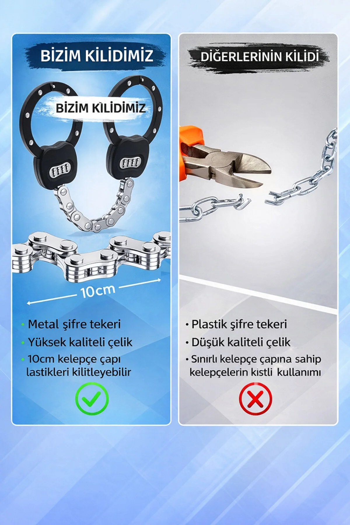 Sertleştirilmiş Çelik Scooter & Bisiklet Güvenlik Kilidi Anti-hırsızlı Siyah