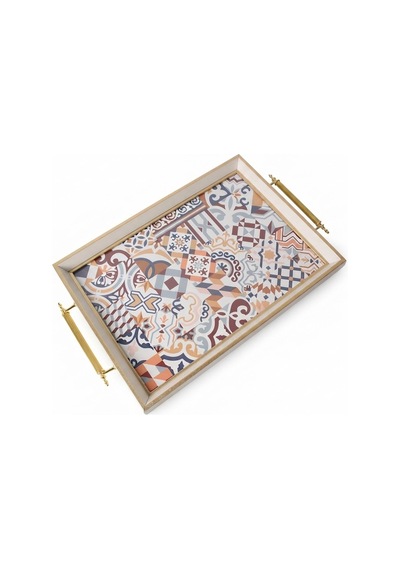 1024 Krem Tepsi 50x31x4 Cm Çok Renkli