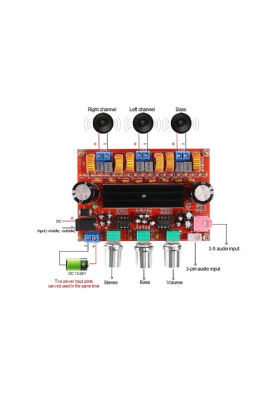Tpa3116D2 2*50W + Subwoofer Çift Kanal Dijital Amplifikatör 12-24