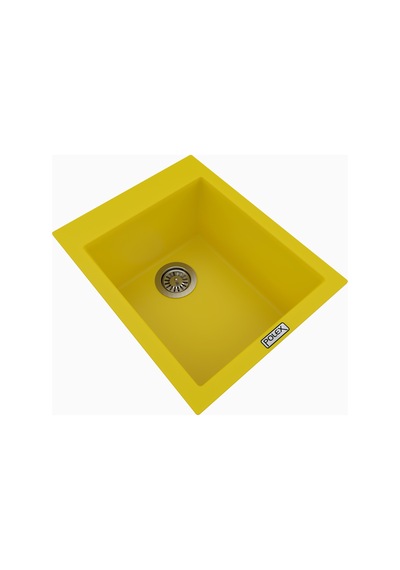 Polex Cristalüx Granit Evye P-05 Sarı Tezgah Altı Ve Tezgah Üstü Kare Mutfak Evyesi 41x51 CM
