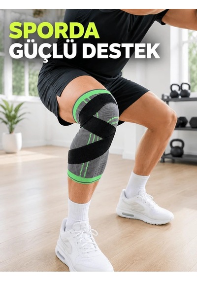 Ers Örme Sporcu Dizliği Ayarlanabilir Çapraz Destek Bantlı Esnek Diz Koruyucu