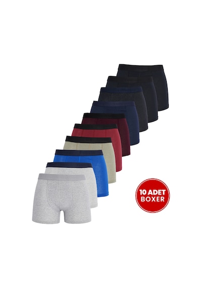 Tudors Erkek 10'lu Likralı Pamuklu Esnek Kumaş Premium Seri Boxer-50255 Çok Renkli