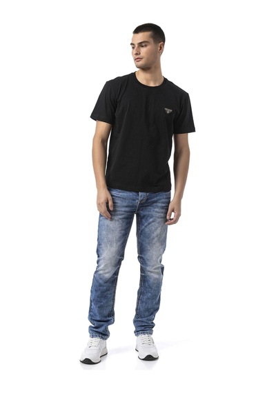 Cipo & Baxx Erkek Basic Bisiklet Yaka Regular Fit Pamuklu Kısa Kollu Tişört Ct823 Siyah