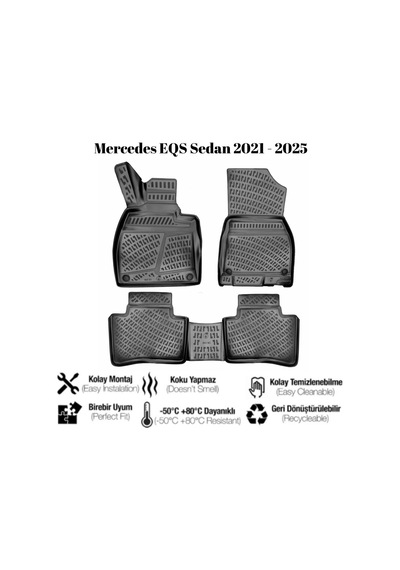 Mercedes Eqs Sedan 2021 2022 2023 2024 2025 Uyumlu Araca Özel 3d Havuzlu Paspas Takımı A+ Kalite
