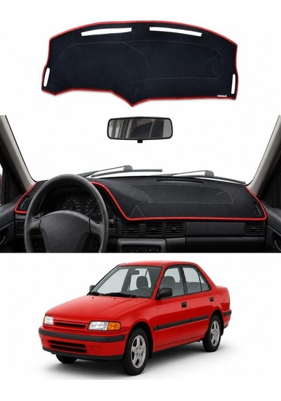 Mazda - 323 1991-1995 Uyumlu Torpido Koruma Kılıfı - Kırmızı Şeritli