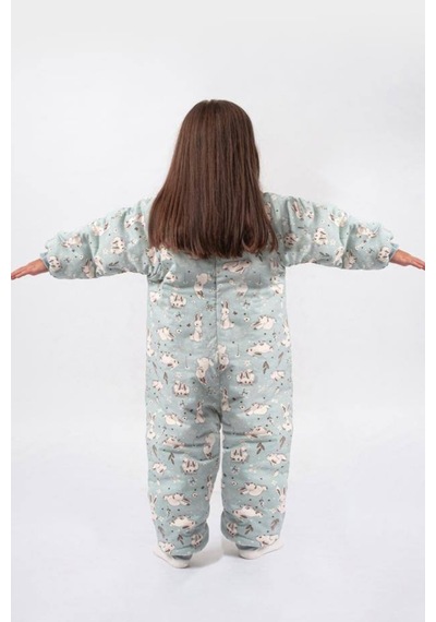 Babyhola 2.5 Tog Yorgan Gerektirmeyen Kalın Elyaf Dolgulu Çocuk Uyku Tulumu Pamuk Astarlı Unisex 6020 Mint Yeşil