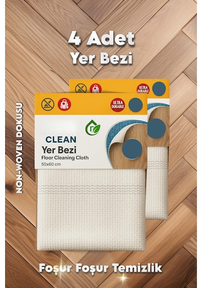 Grimorlife 4 Adet Büyük Boy Mucize Yer Silme Bezi Temizlik Bezi Sıkması Rahat Yer Bezi 50x60- Bulaşık Matı