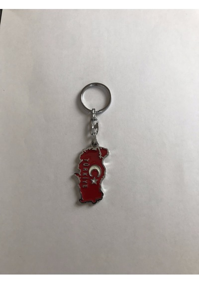Bd Tekstil Türkiye Haritası Tasarım Kırmızı Renkli Anahtarlık