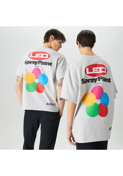 Leo Spray Paint Unisex Gri T-shirt