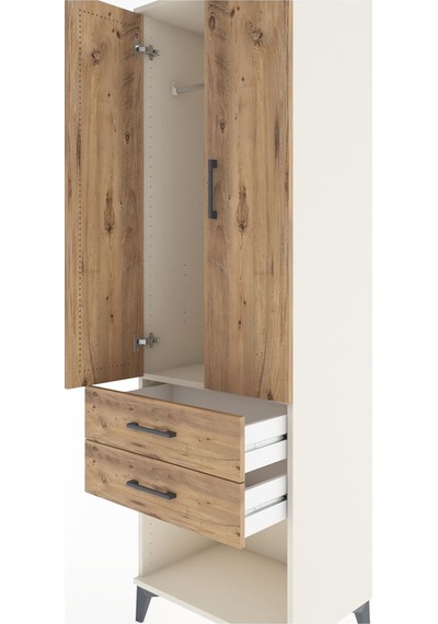 Hyperion Dolap Tek Raflı 2 Çekmeceli Tek Askılı 60x44x195 Aytaşı-çam Aytası