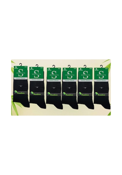 Socketta Erkek Bambu Dikişsiz 6'lı Siyah Soket Çorap Premium Siyah