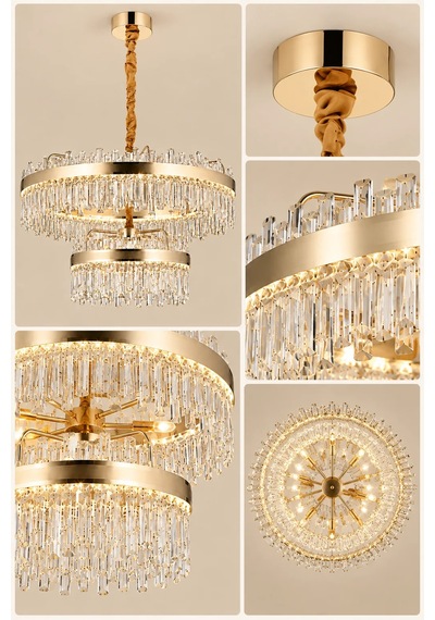 Modern Premıum Gold Ledli Avize 3 Renk Ayarlı Lüks Salon Yemek Odası Avizesi 256w
