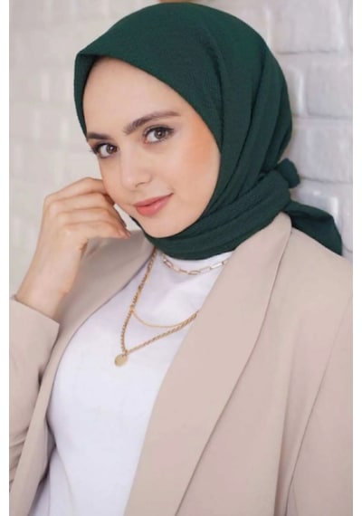 Melodi Scarf Kadın Tesettür Mio Caz Eşarp Hijab Zümrüt Yeşili Zümrüt Yeşili