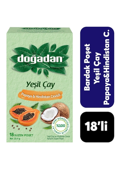 Doğadan 18 Li Yeşil Çay Papaya & Hindistan Cevizi