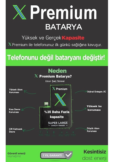 Xpremium Apple Uyumlu iPhone  7 Batarya Pil Süper Yüksek Kapasiteli Güçlendirilmiş 2350 Mah