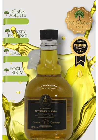 Zeyrazade Premium Erken Hasat Soğuk Sıkım Sızma Zeytinyağı Sıcak Yemekler Ve Günlük Mutfak Kullanımı İçin 500 ML