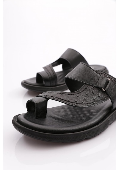 Dgn Hakiki Deri Comfort Rahat Taban Erkek Terlik 806 806-2690-R11294 Siyah