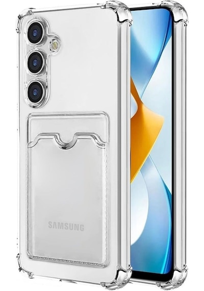 Samsung Galaxy S24 5G Uyumlu Kartlık Bölmeli Şeffaf Silikon Kılıf - Extra Güçlendirilmiş Kenar