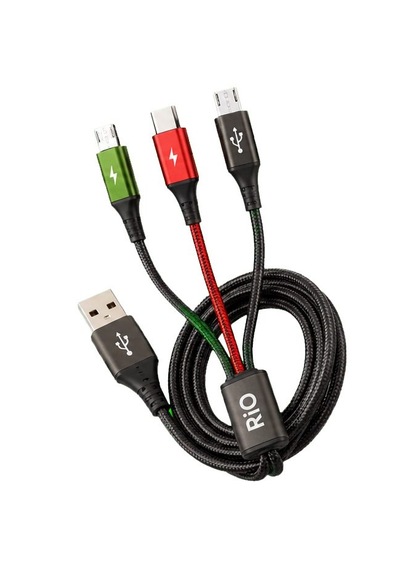 Flayse 3a Destekli Metal 3-in-1 Şarj Kablosu Type-c Micro Usb Lightning 1,25 Metre