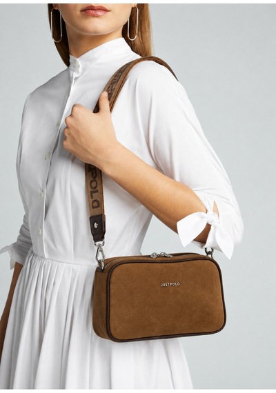 Just Polo Kadın Çok Bölmeli Süet Lüks Tasarımlı Çapraz Askılı Omuz Çantası Shoulder Bag Taba