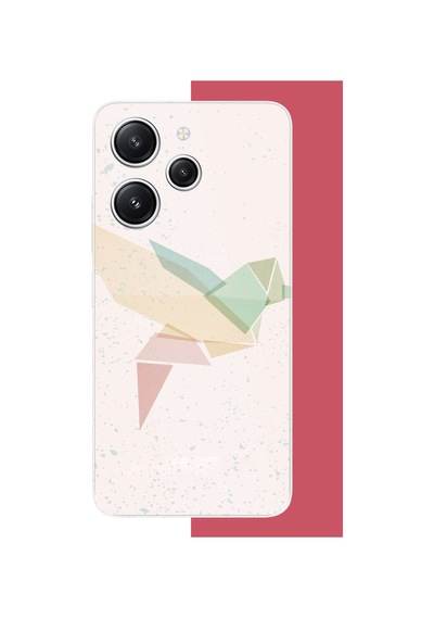 Redmi 12 Uyumlu Origami Kuş Baskılı Silikon Kılıf Renkli