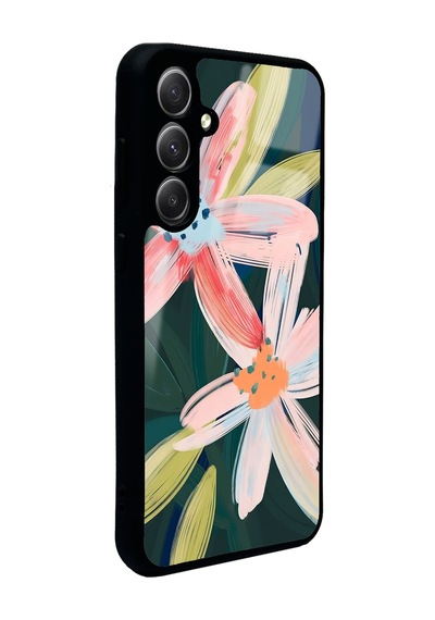 Samsung Uyumlu A35 Suluboya Çiçek Tasarımlı Glossy Telefon Kılıfı Çok Renkli