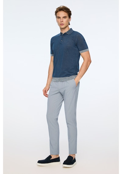 Morven Erkek İndigo Trend Polo Yaka Tencel Triko T-shirt 26ys018024308 İndigo