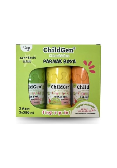 Süper Yıkanabilir 3'lü Parmak Boya Seti 3x350ml Turuncu-sarı-yeşil Genel