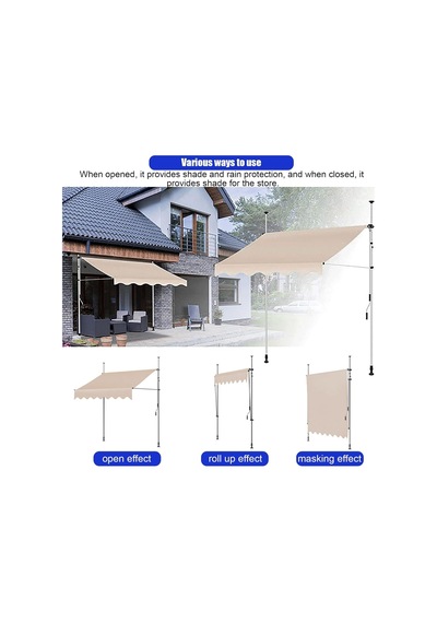 Tr Bu Geri Çekilebilir Tente Dış Mekan Veranda Güneşlik Barınağı İçin - Bahçe, Balkon, Avlu İçin Gölge Perde Diğer