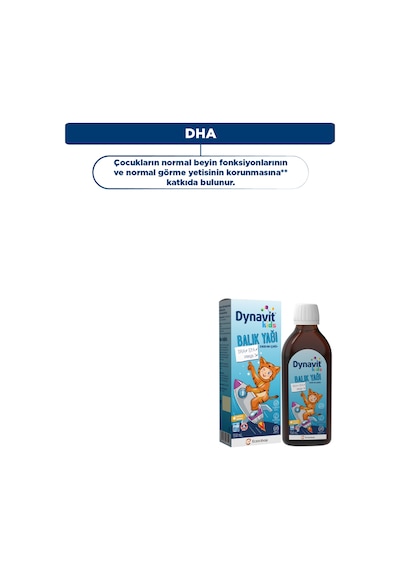Dynavit Kids Balık Yağı 150 Ml - Çocuklar İçin 1300mg Balık Yağı, Omega-3, Epa, Dha - Portakal Aromalı